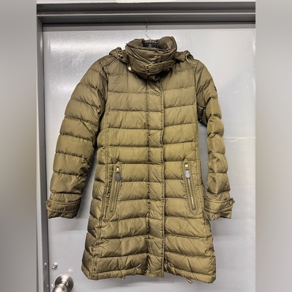 Burberry‎ Brit quilted military green coat with hood size extra small - Picture 1 of 13